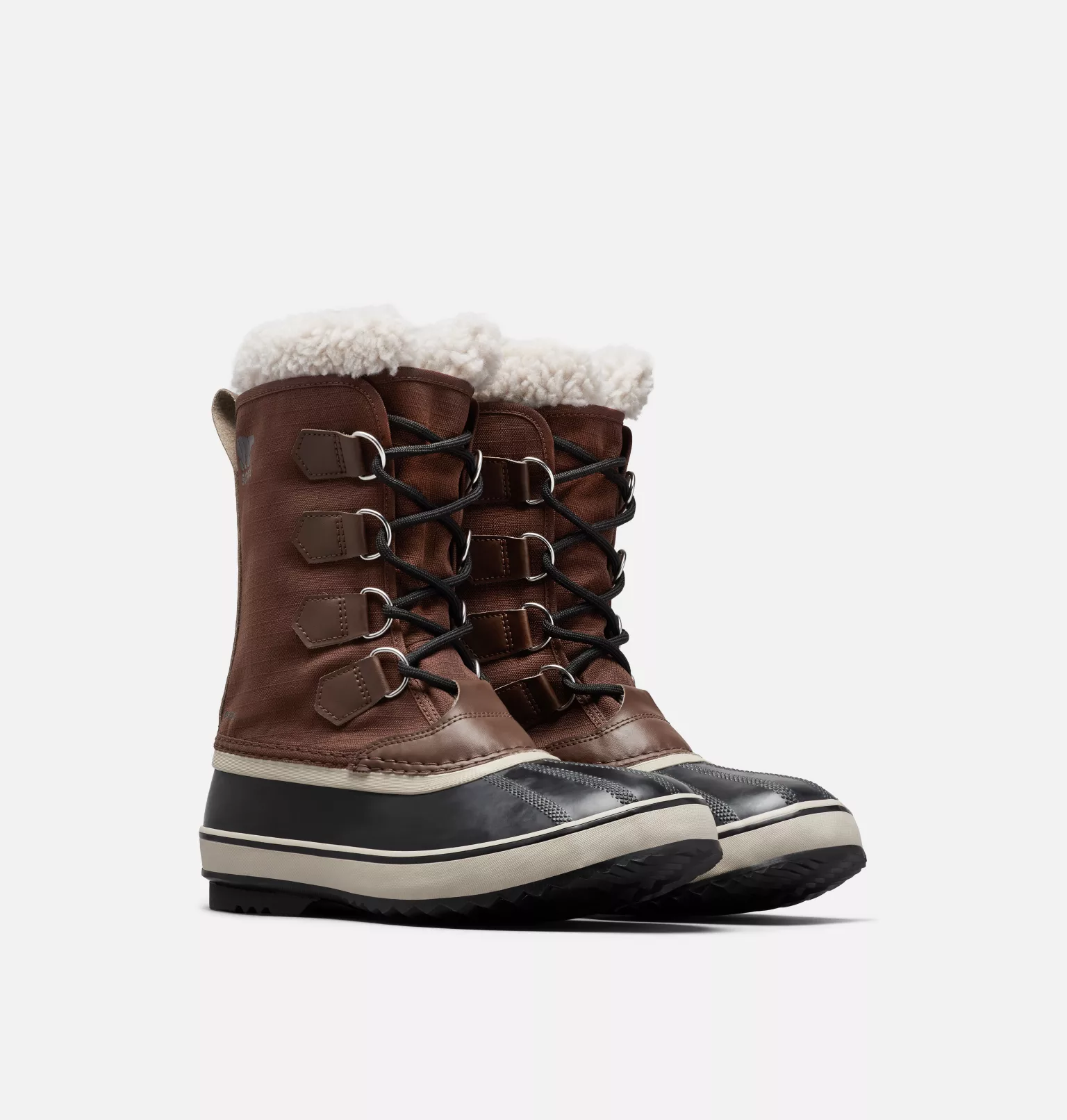 Meilleure vente 😀 Sorel Boots De Neige Botte Imperméable en Nylon 1964 PAC™ Homme ⭐ 12 Botte Imperméable en Nylon 1964 PAC™ Homme Botte Imperméable en Nylon 1964 PAC™ Homme, Tobacco, Black, 3/4 front