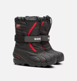 Remise 🤩 Sorel Bottes De Neige Botte de Neige Flurry™ Enfant 🎁 63 Botte de Neige Flurry™ Enfant Botte de Neige Flurry™ Enfant, Black, Bright Red, 3/4 front