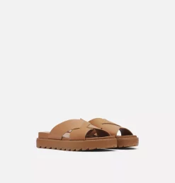 Meilleure vente đ Sorel Sandales plates Sandale Criss-Cross Roaming⢠Femme đ 38 Sandale Criss-Cross Roaming⢠Femme Sandale Criss-Cross Roaming⢠Femme, Camel Brown, 3/4 front